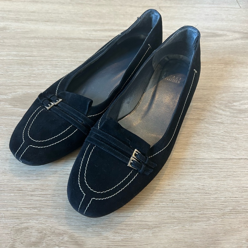 Stuart Weitzman Black Suede Loafers